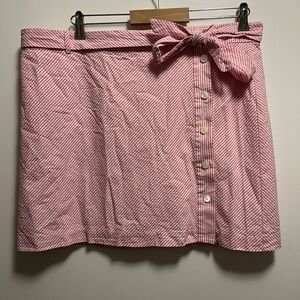 Vineyard Vines Pink White Seersucker Side Button Tie Waist Skirt 14
